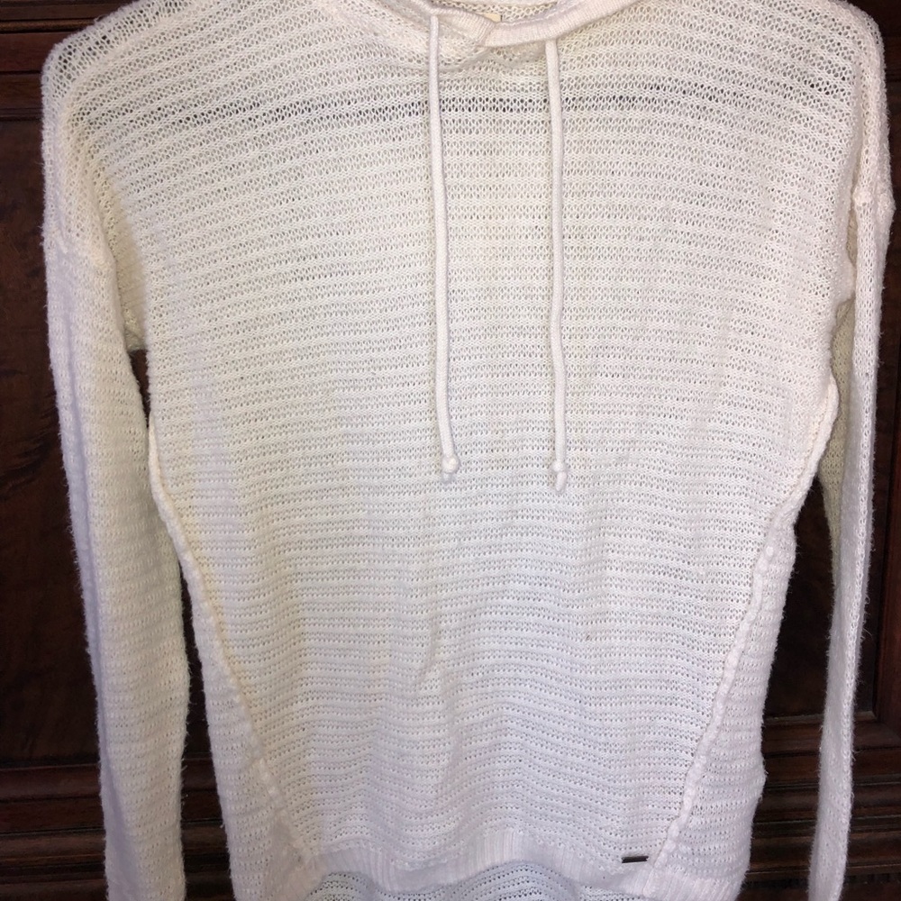 Hollister Cream Lightweight Knitted Hooded Sweater